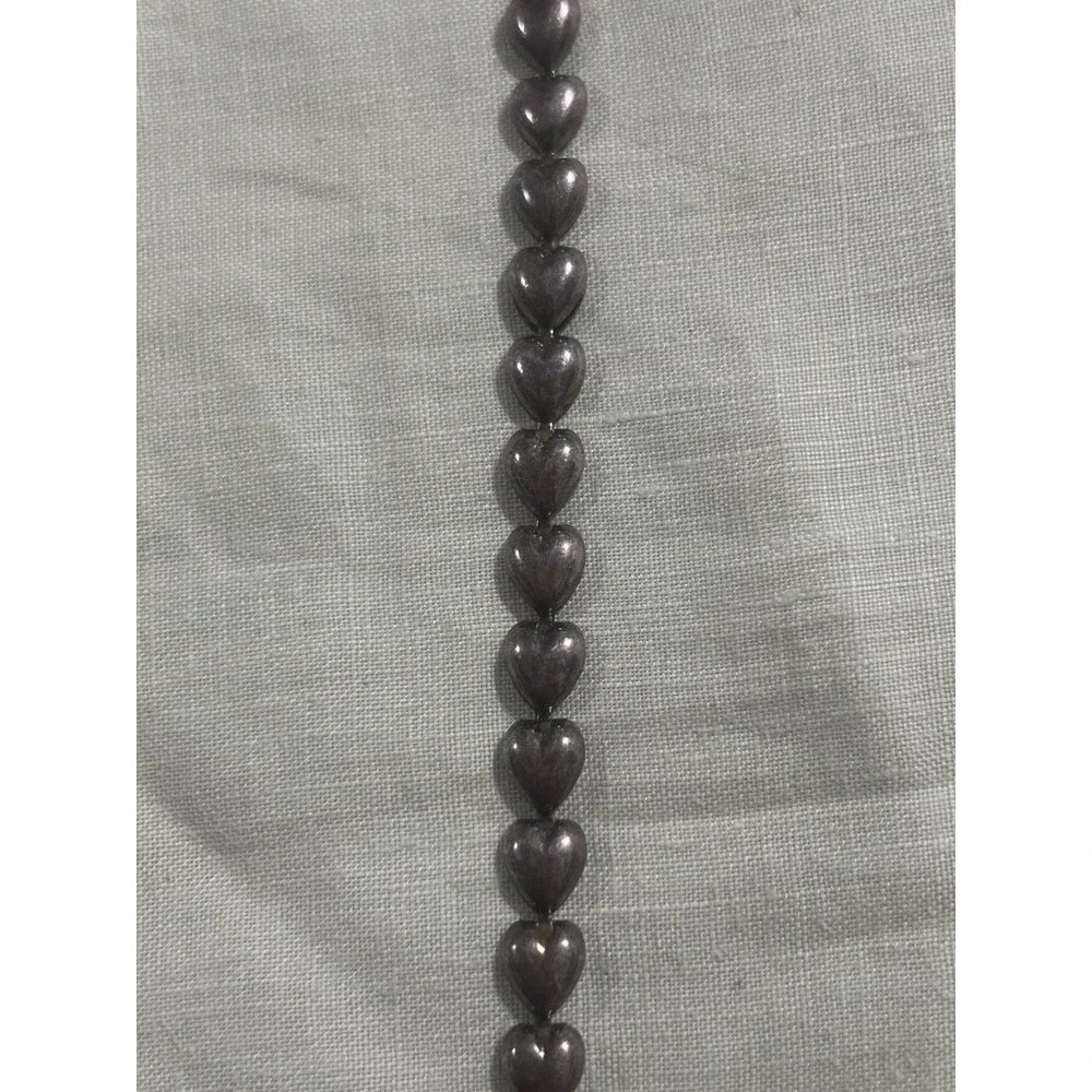 Sterling Silver Puffy Heart Bracelet 925 Italy 7” Romantic Designer Style Gift